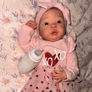 Reborn baby doll Olive brown hair New custom baby